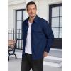 MoFiz Men’s Corduroy Shirts Casual Lightweight Jacket Long Sleeve Button Down Shacket Jackets with Pocket(Navy Blue)