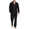 MoFiz Men’s Cotton Pajamas Sets Sleepwear Long Sleeve Button Down Loungewear with Pants Soft Pjs Lounge Set with Pockets(Black)