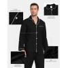 MoFiz Men’s Cotton Pajamas Sets Sleepwear Long Sleeve Button Down Loungewear with Pants Soft Pjs Lounge Set with Pockets(Black)
