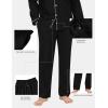 MoFiz Men’s Cotton Pajamas Sets Sleepwear Long Sleeve Button Down Loungewear with Pants Soft Pjs Lounge Set with Pockets(Black)