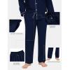 MoFiz Men’s Cotton Pajamas Sets Sleepwear Long Sleeve Button Down Loungewear with Pants Soft Pjs Lounge Set with Pockets(Navy Blue)