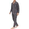 MoFiz Men’s Cotton Pajamas Sets Sleepwear Long Sleeve Button Down Loungewear with Pants Soft Pjs Lounge Set with Pockets(Plaid 55)