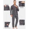 MoFiz Men’s Cotton Pajamas Sets Sleepwear Long Sleeve Button Down Loungewear with Pants Soft Pjs Lounge Set with Pockets(Plaid 55)