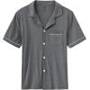MoFiz Men’s Cotton Pajamas Sets Sleepwear Short Sleeve Button Down Shirt and Pants Loungewear Soft Pjs Lounge Set(Dark Grey)