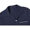 MoFiz Men’s Cotton Pajamas Sets Sleepwear Short Sleeve Button Down Shirt and Pants Loungewear Soft Pjs Lounge Set(Navy Blue)