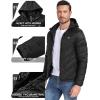 MoFiz Men’s Lightweight Puffer Jacket Hooded Insulated Winter Puffy Coat Full Zip Water Resistant Windproof Hiking Jacket(B-black)