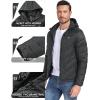 MoFiz Men’s Lightweight Puffer Jacket Hooded Insulated Winter Puffy Coat Full Zip Water Resistant Windproof Hiking Jacket(B-dark Grey)