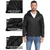 MoFiz Men’s Lightweight Puffer Jacket Hooded Insulated Winter Puffy Coat Full Zip Water Resistant Windproof Hiking Jacket(Black)