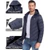 MoFiz Men’s Lightweight Puffer Jacket Hooded Insulated Winter Puffy Coat Full Zip Water Resistant Windproof Hiking Jacket(B-navy)