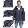 MoFiz Men’s Lightweight Puffer Jacket Hooded Insulated Winter Puffy Coat Full Zip Water Resistant Windproof Hiking Jacket(B-navy)