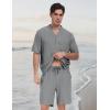 MoFiz Men’s Linen Sets 2 Pieces Summer Vacation Party Beach Outfits Short Sleeve Button Down Shirts and Pants Set(A-light Grey)