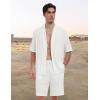 MoFiz Men’s Linen Sets 2 Pieces Summer Vacation Party Beach Outfits Short Sleeve Button Down Shirts and Pants Set(B-beige)