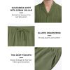 MoFiz Men’s Linen Sets 2 Pieces Summer Vacation Party Beach Outfits Short Sleeve Button Down Shirts and Pants Set(B-green)