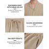 MoFiz Men’s Linen Sets 2 Pieces Summer Vacation Party Beach Outfits Short Sleeve Button Down Shirts and Pants Set(B-khaki)