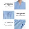 MoFiz Men’s Linen Sets 2 Pieces Summer Vacation Party Beach Outfits Short Sleeve Button Down Shirts and Pants Set(B-light Blue)