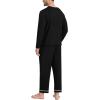MoFiz Mens Pajama Sets Comfy Long Sleeve Sleepwear Top Solid Pyjama Pants with Pocket 2 Piece Loungewear PJs Sets for Men(B-black Grey)