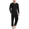 MoFiz Mens Pajama Sets Comfy Long Sleeve Sleepwear Top Solid Pyjama Pants with Pocket 2 Piece Loungewear PJs Sets for Men(B-black Grey)