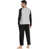 MoFiz Mens Pajama Sets Comfy Long Sleeve Sleepwear Top Solid Pyjama Pants with Pocket 2 Piece Loungewear PJs Sets for Men(Black Grey)