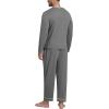 MoFiz Mens Pajama Sets Comfy Long Sleeve Sleepwear Top Solid Pyjama Pants with Pocket 2 Piece Loungewear PJs Sets for Men(B-medium Grey)