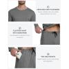 MoFiz Mens Pajama Sets Comfy Long Sleeve Sleepwear Top Solid Pyjama Pants with Pocket 2 Piece Loungewear PJs Sets for Men(B-medium Grey)