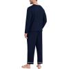 MoFiz Mens Pajama Sets Comfy Long Sleeve Sleepwear Top Solid Pyjama Pants with Pocket 2 Piece Loungewear PJs Sets for Men(B-navy Grey)
