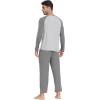 MoFiz Mens Pajama Sets Comfy Long Sleeve Sleepwear Top Solid Pyjama Pants with Pocket 2 Piece Loungewear PJs Sets for Men(Dark Grey)
