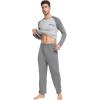MoFiz Mens Pajama Sets Comfy Long Sleeve Sleepwear Top Solid Pyjama Pants with Pocket 2 Piece Loungewear PJs Sets for Men(Dark Grey)