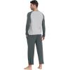 MoFiz Mens Pajama Sets Comfy Long Sleeve Sleepwear Top Solid Pyjama Pants with Pocket 2 Piece Loungewear PJs Sets for Men(Light Grey)