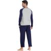 MoFiz Mens Pajama Sets Comfy Long Sleeve Sleepwear Top Solid Pyjama Pants with Pocket 2 Piece Loungewear PJs Sets for Men(Navy Grey)