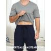 MoFiz Mens Pajamas Set Short Sleeve PJ’s Sleep Lounge Sleepwear Cool Pyjama Summer Sets Comfortable Lightweight(Grey-navy-a)