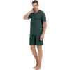 MoFiz Mens Pajamas Set Short Sleeve PJ’s Sleep Lounge Sleepwear Cool Pyjama Summer Sets Comfortable Lightweight(Olive Green)