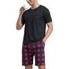 MoFiz Mens Pajamas Set Sleepwear Sleep Shirt and Shorts Pajama Set Lightweight Soft Mens Pjs Lounge Set with Pockets(Style-a)
