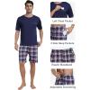 MoFiz Mens Pajamas Set Sleepwear Sleep Shirt and Shorts Pajama Set Lightweight Soft Mens Pjs Lounge Set with Pockets(Style-b)