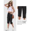 MoFiz Women’s Cargo Capri Pants Cotton Roll up Convertible Capris Summer Casual Athletic Hiking Cropped Pants with Pockets(A-black)