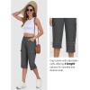 MoFiz Women’s Cargo Capri Pants Cotton Roll up Convertible Capris Summer Casual Athletic Hiking Cropped Pants with Pockets(A-dark Grey)