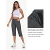 MoFiz Women’s Cargo Capri Pants Cotton Roll up Convertible Capris Summer Casual Athletic Hiking Cropped Pants with Pockets(A-dark Grey)