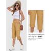MoFiz Women’s Cargo Capri Pants Cotton Roll up Convertible Capris Summer Casual Athletic Hiking Cropped Pants with Pockets(A-golden)