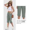 MoFiz Women’s Cargo Capri Pants Cotton Roll up Convertible Capris Summer Casual Athletic Hiking Cropped Pants with Pockets(A-grayish Green)