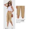 MoFiz Women’s Cargo Capri Pants Cotton Roll up Convertible Capris Summer Casual Athletic Hiking Cropped Pants with Pockets(A-khaki)