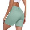 MoFiz Women’s Cotton Bermuda Cargo Shorts 5″ Casual Summer Elastic Waist Trouser Shorts with Pockets(Green)