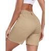 MoFiz Women’s Cotton Bermuda Cargo Shorts 5″ Casual Summer Elastic Waist Trouser Shorts with Pockets(Khaki)