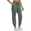 MoFiz Women’s Outdoor Cargo Pants Lightweight Joggers Elastic Waist Athletic Hiking Sweatpants Casual Travel Pant with Pocket(Army Green)