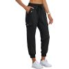 MoFiz Women’s Outdoor Cargo Pants Lightweight Joggers Elastic Waist Athletic Hiking Sweatpants Casual Travel Pant with Pocket(Black)