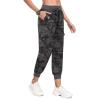 MoFiz Women’s Outdoor Cargo Pants Lightweight Joggers Elastic Waist Athletic Hiking Sweatpants Casual Travel Pant with Pocket(Camouflage Dark Grey)