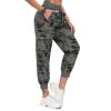 MoFiz Women’s Outdoor Cargo Pants Lightweight Joggers Elastic Waist Athletic Hiking Sweatpants Casual Travel Pant with Pocket(Camouflage Green)