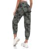 MoFiz Women’s Outdoor Cargo Pants Lightweight Joggers Elastic Waist Athletic Hiking Sweatpants Casual Travel Pant with Pocket(Camouflage Green)