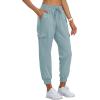 MoFiz Women’s Outdoor Cargo Pants Lightweight Joggers Elastic Waist Athletic Hiking Sweatpants Casual Travel Pant with Pocket(Dusty Blue)