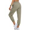 MoFiz Women’s Outdoor Cargo Pants Lightweight Joggers Elastic Waist Athletic Hiking Sweatpants Casual Travel Pant with Pocket(Grey Khaki)