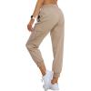 MoFiz Women’s Outdoor Cargo Pants Lightweight Joggers Elastic Waist Athletic Hiking Sweatpants Casual Travel Pant with Pocket(Khaki)