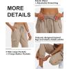 MoFiz Women’s Outdoor Cargo Pants Lightweight Joggers Elastic Waist Athletic Hiking Sweatpants Casual Travel Pant with Pocket(Khaki)